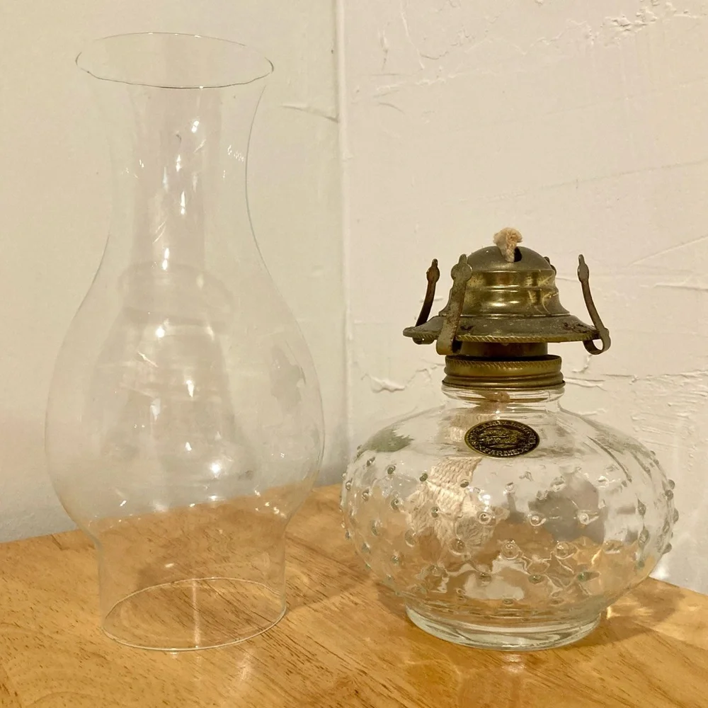 Vintage Lamplight Farms Glass Lamp Hurricane Chimney Wick Paraffin Wales Unused
